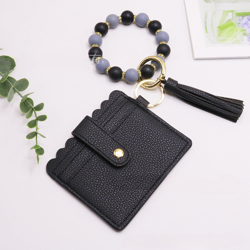 Wholesale Colorful Card Holder Silicone Bracelet Keychain